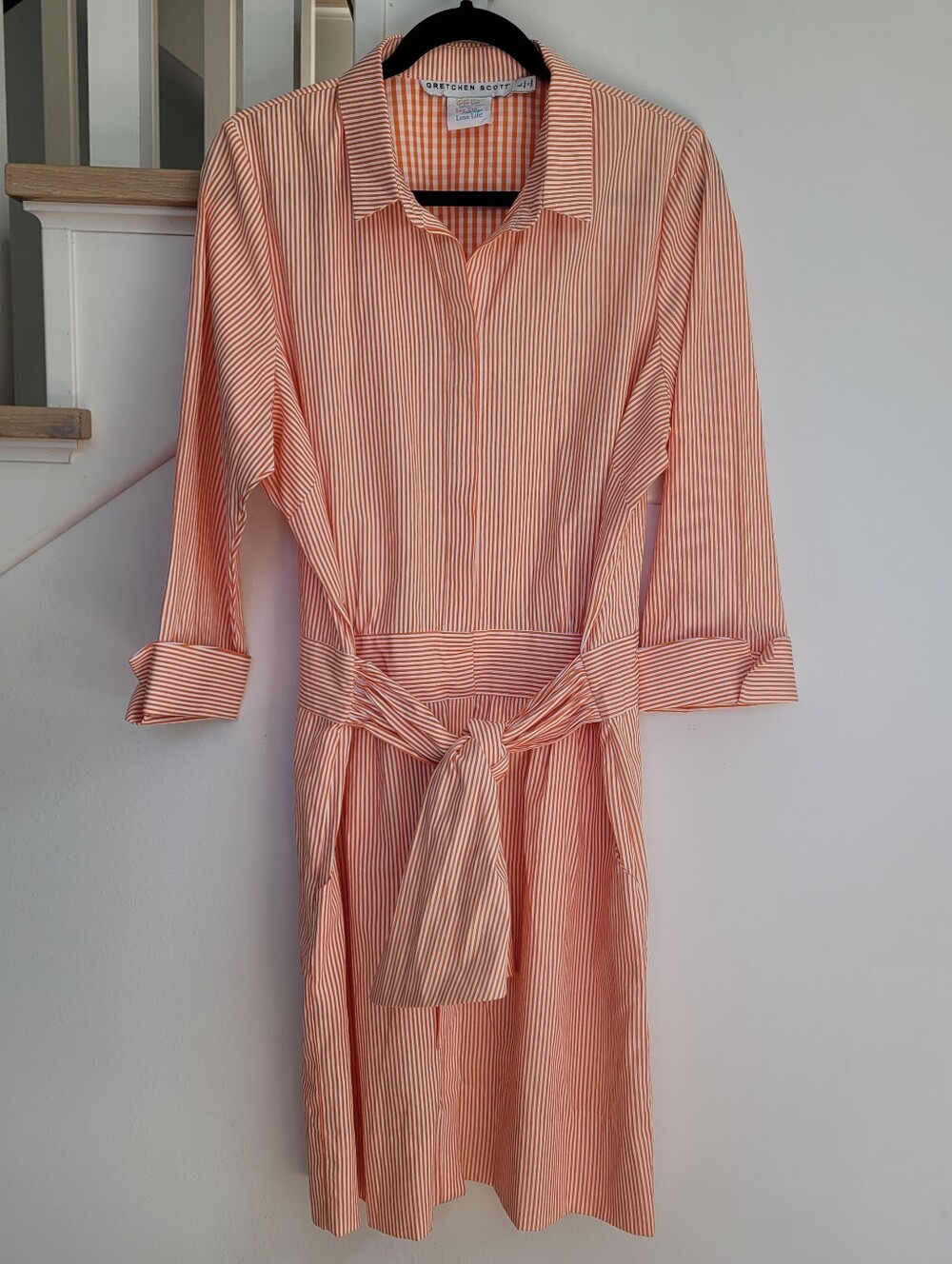 Gretchen Scott Wash & Wear Breezy Blousen Stripe Dress Size L - Picture 7 of 7
